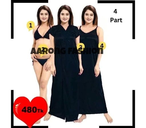 Aarongfashion-Nightwear-Collection-ওল্ড-ফোর-পার্ট-Black