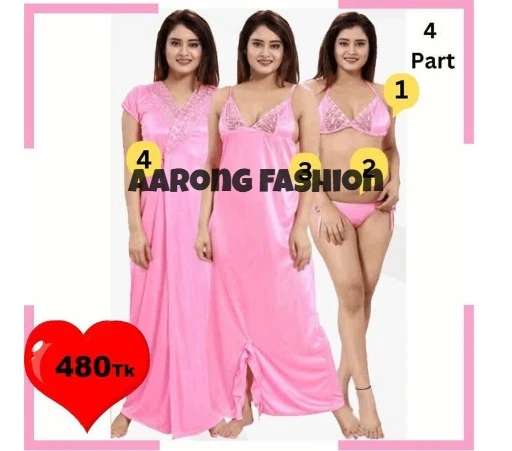 Aarongfashion Nightwear Collection ওল্ড ফোর পার্ট Light Pink