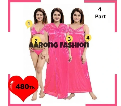 Aarongfashion Nightwear Collection ওল্ড ফোর পার্ট Pink